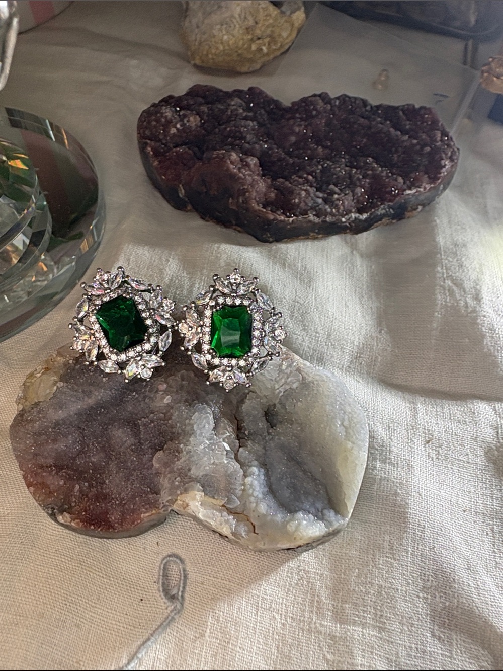 Emerald Green Cocktail Halo Statement Earrings
